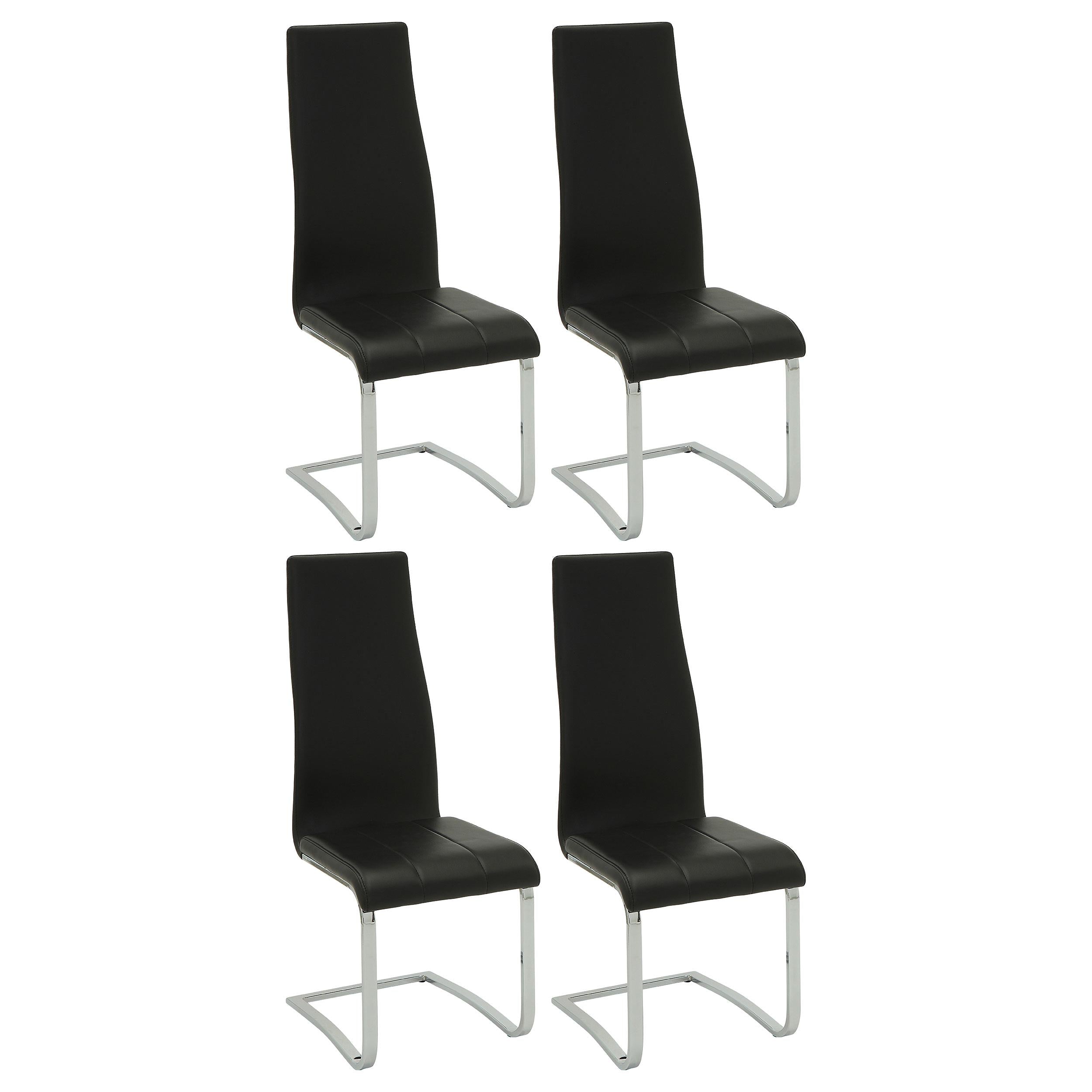 Montclair High Back Dining Chairs Black and Chrome (Set of 4) - Joseph's Furniture (East Orange, NJ)