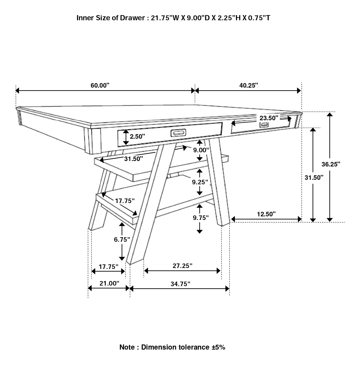 Dewey Counter Height Dining Table - Joseph's Furniture (East Orange, NJ)