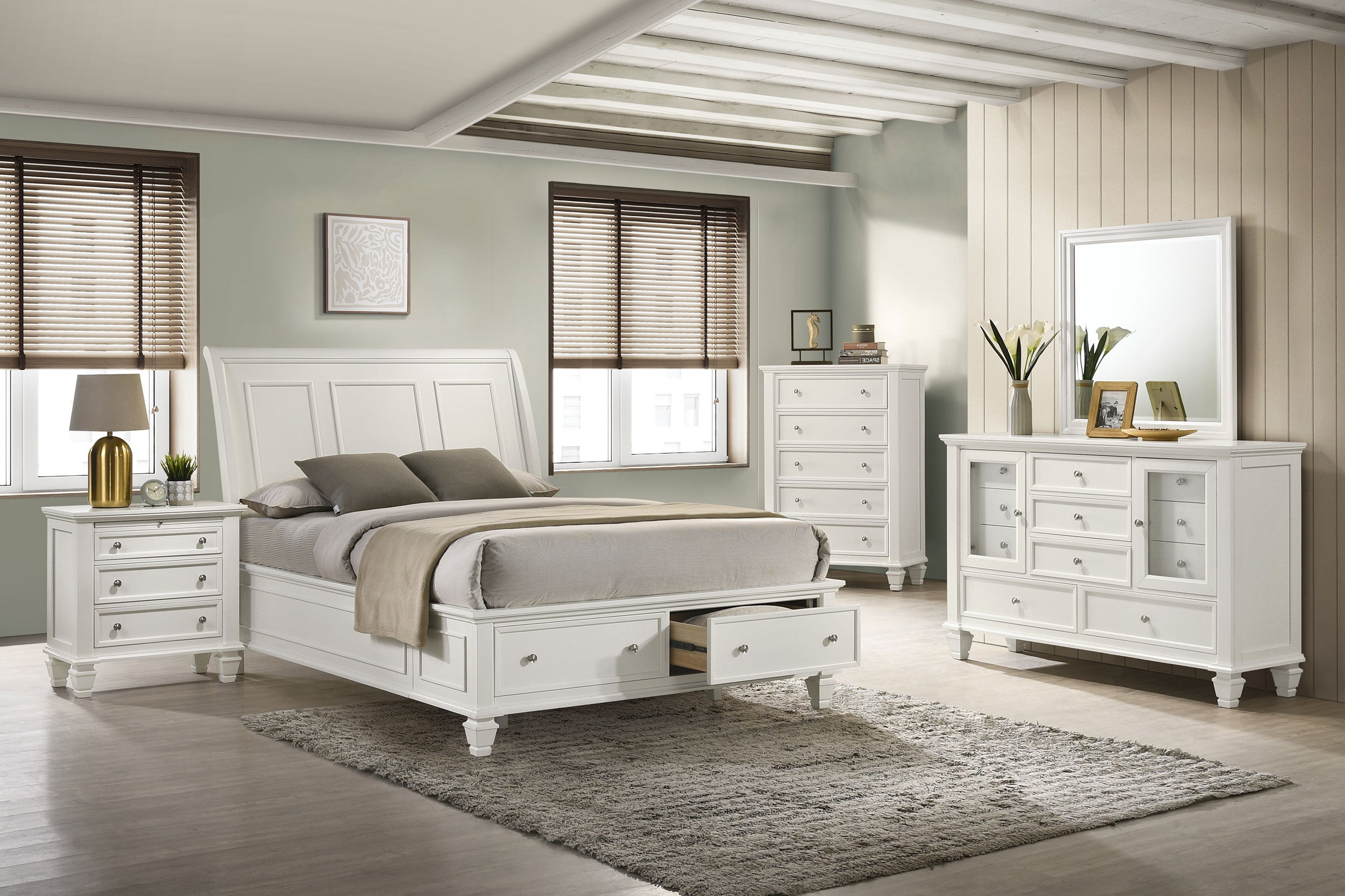 Sandy Beach Panel Platform Storage Bed