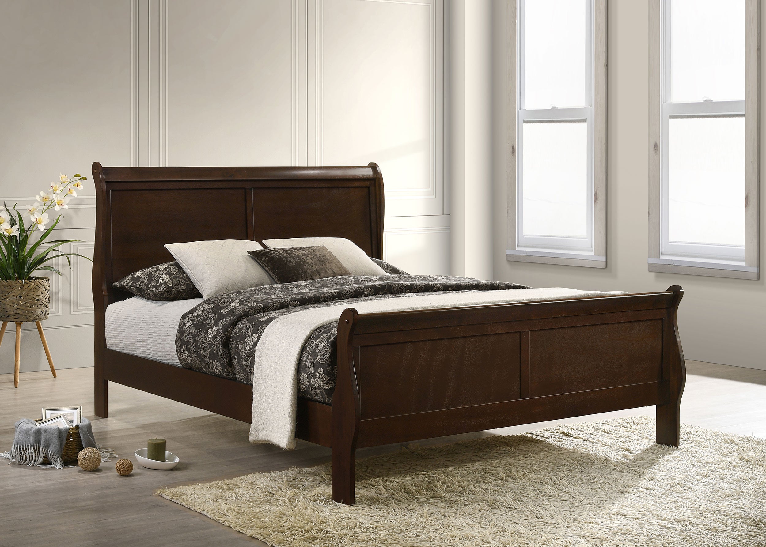 Louis Philippe Sleigh Panel Bed - Joseph's Furniture (East Orange, NJ)