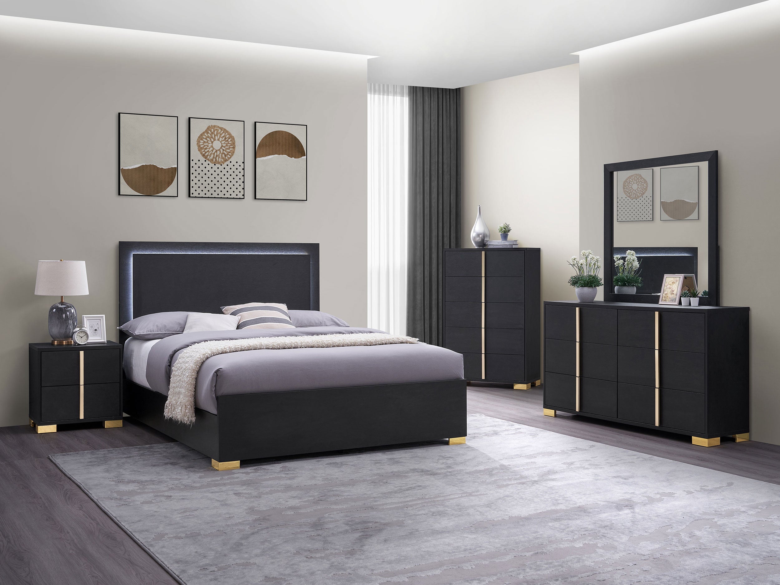 Marceline Panel Bed with LED Lighting