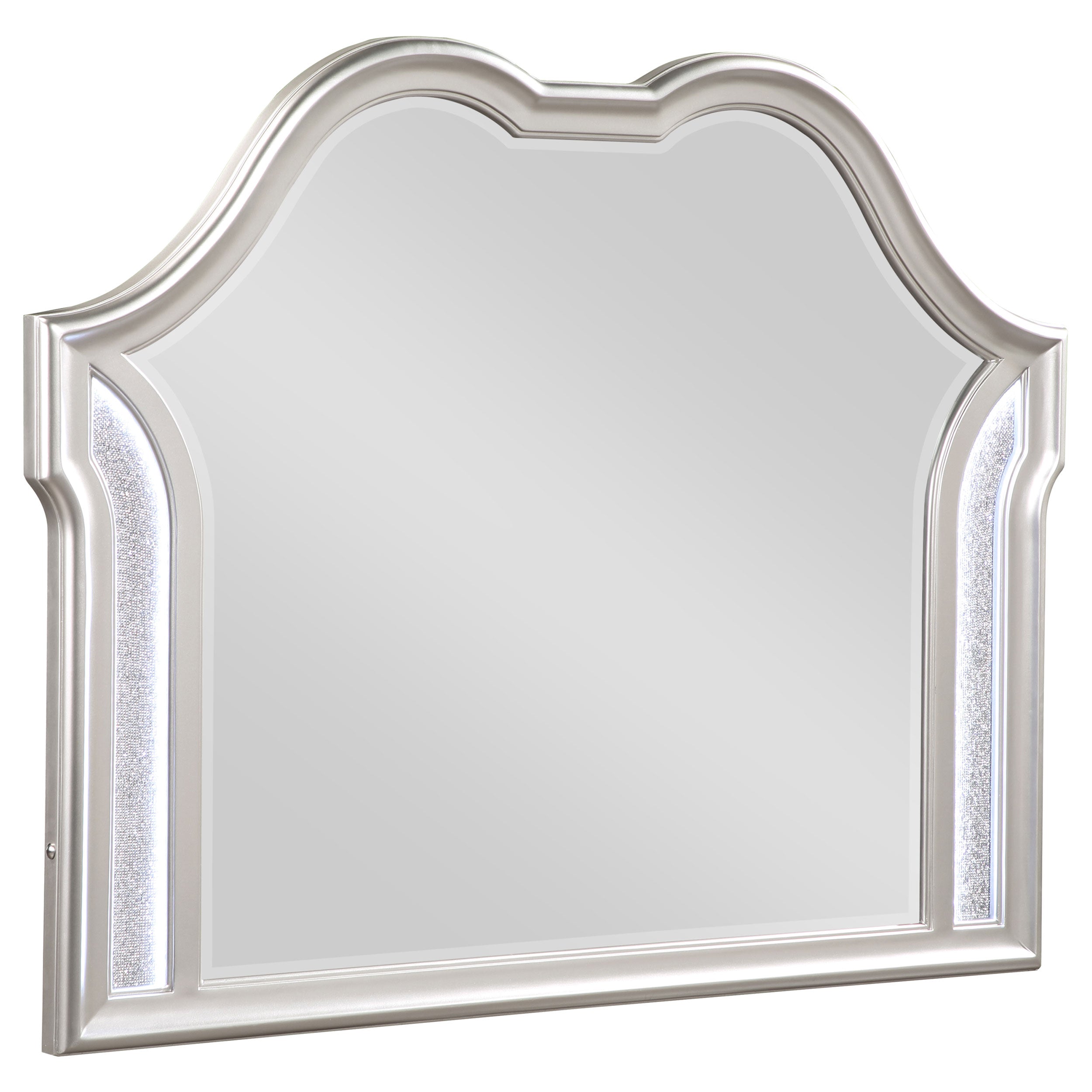 Evangeline Camel Top Dresser Mirror Silver Oak - Joseph's Furniture (East Orange, NJ)