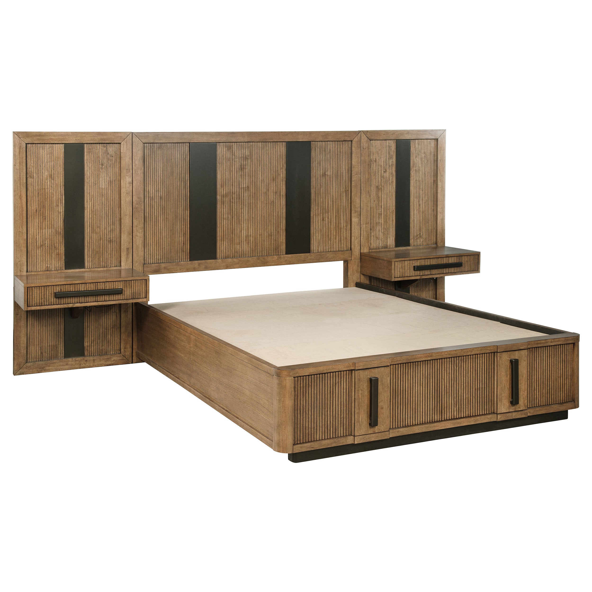 Terrace Wall Panel Platform Storage Bed with Attached Nightstands - Joseph's Furniture (East Orange, NJ)