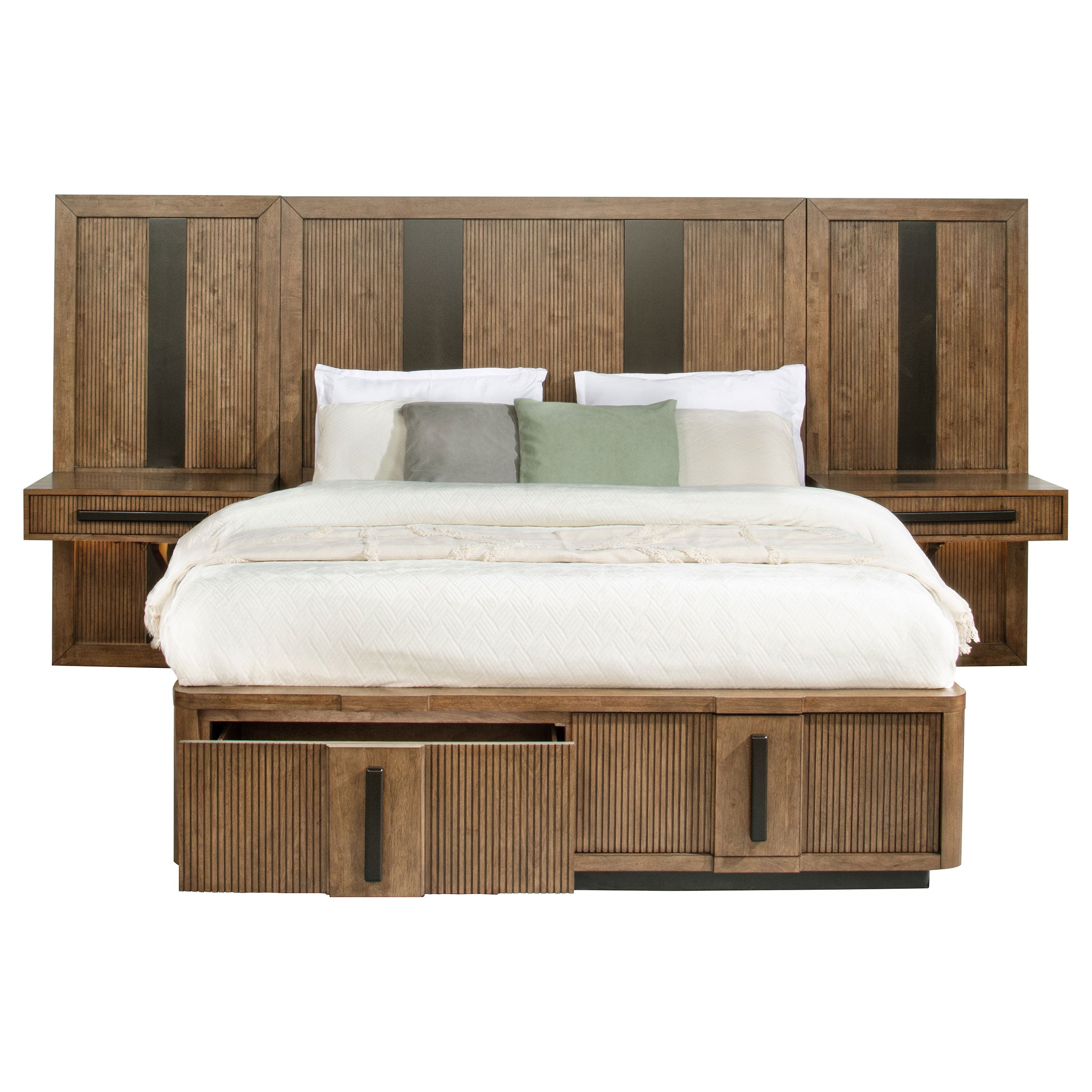 Terrace Wall Panel Platform Storage Bed with Attached Nightstands - Joseph's Furniture (East Orange, NJ)
