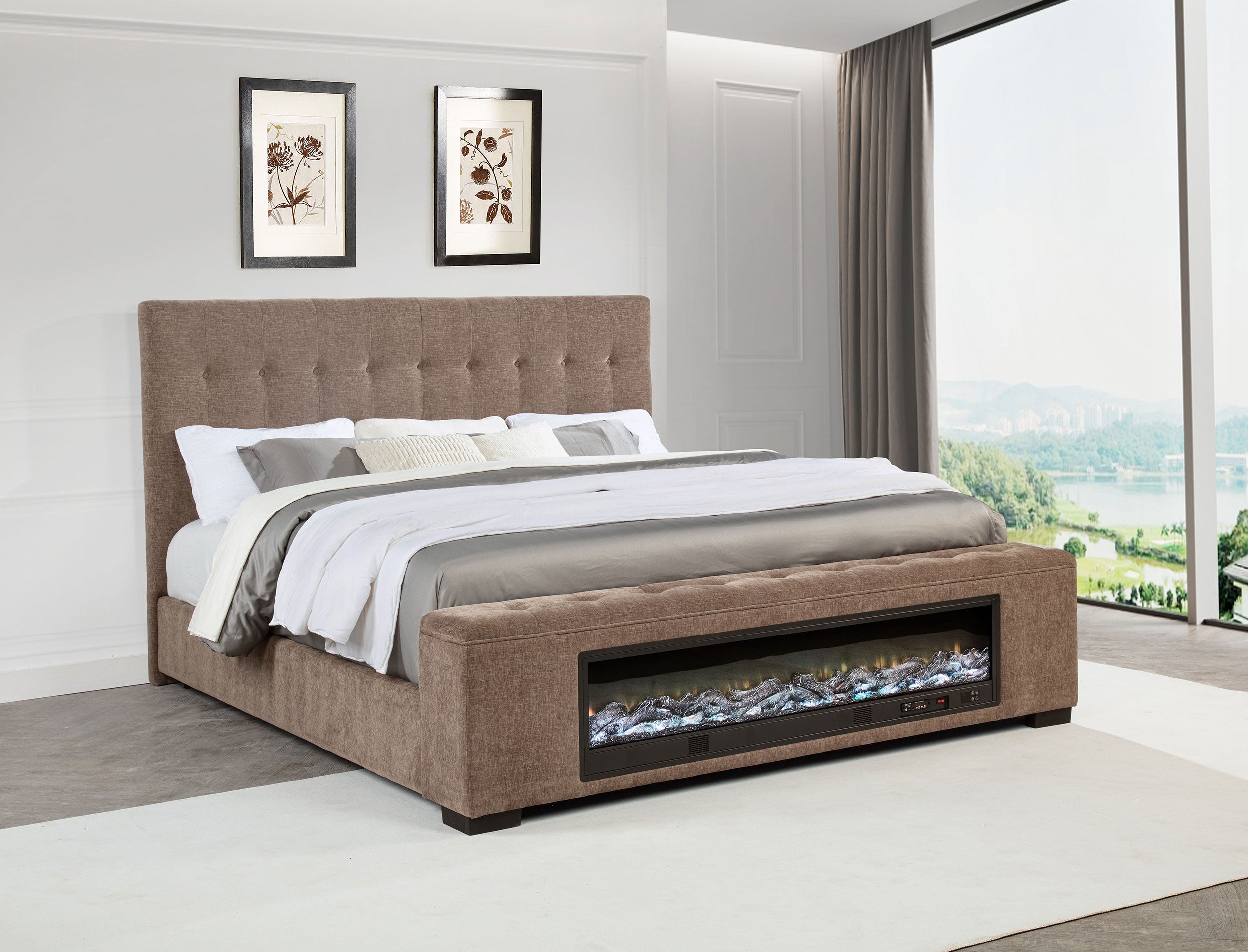 Senna Panel Bed with Bluetooth Speaker and Flame Visualizer - Joseph's Furniture (East Orange, NJ)