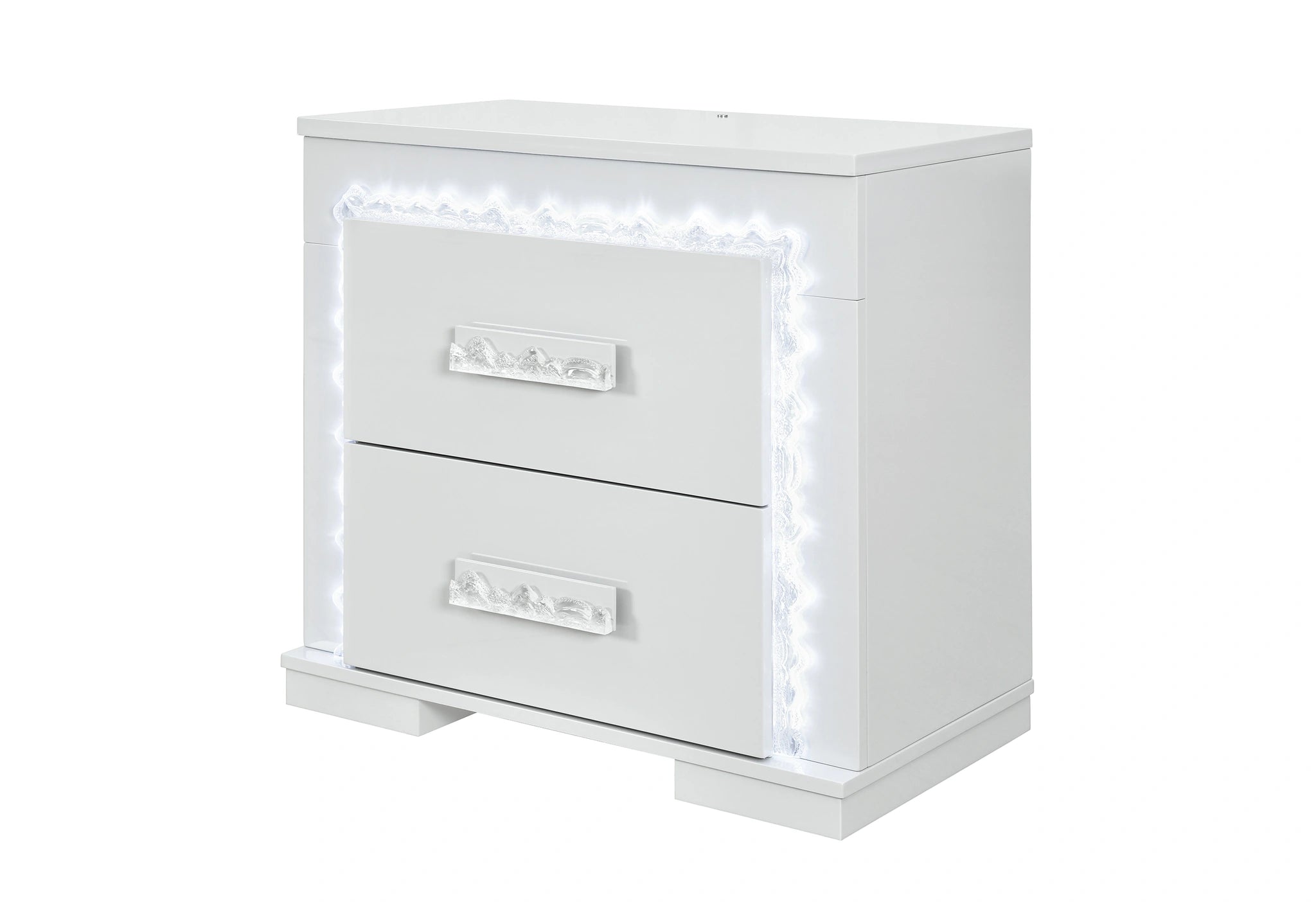 Naomi Silver Marble Nightstand with LED