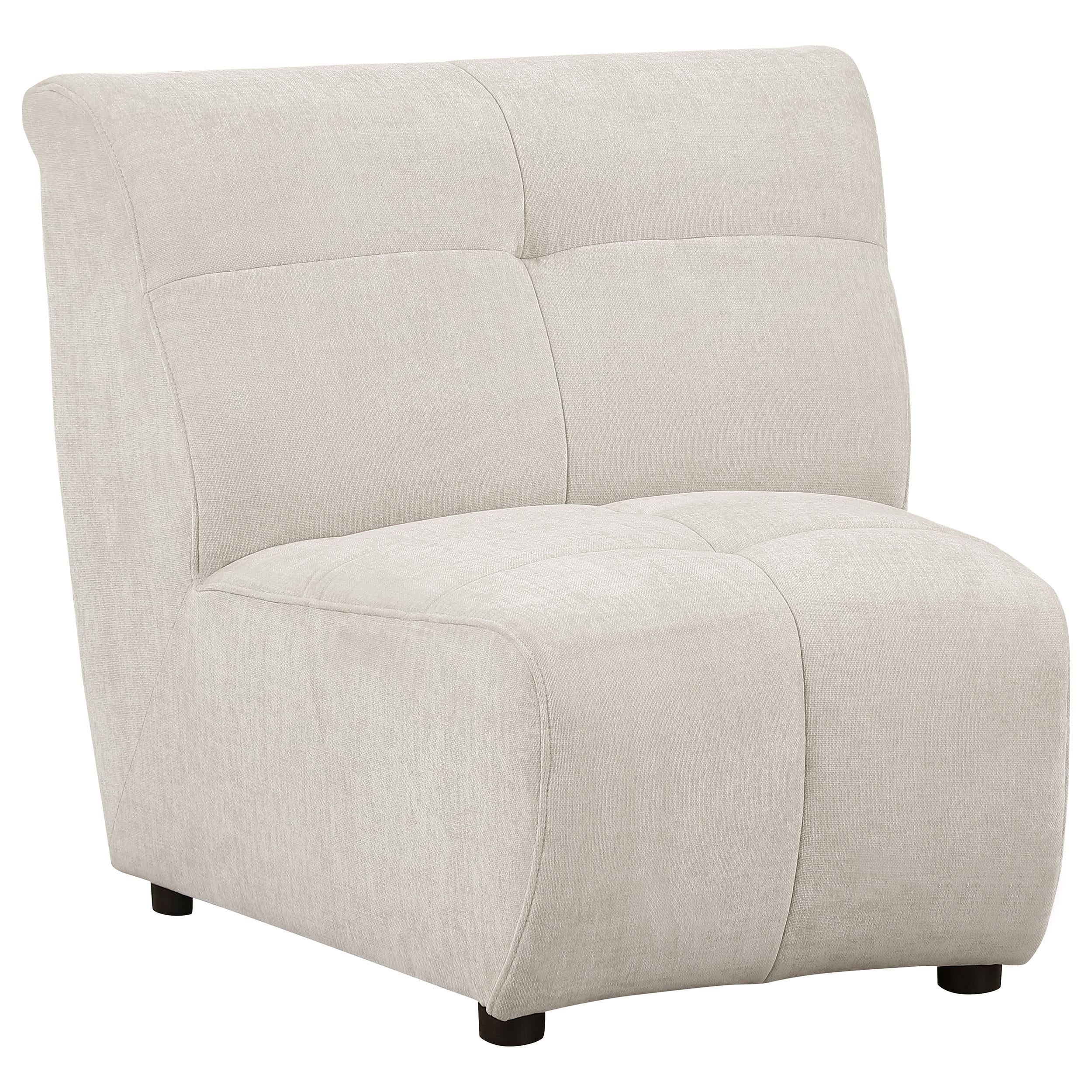 Charlotte Upholstered Curved Armless Chair Ivory - Joseph's Furniture (East Orange, NJ)
