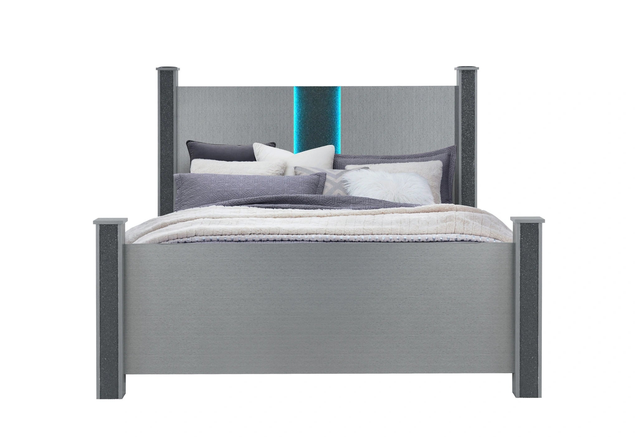 Logan Silver Bed with LED and Speakers