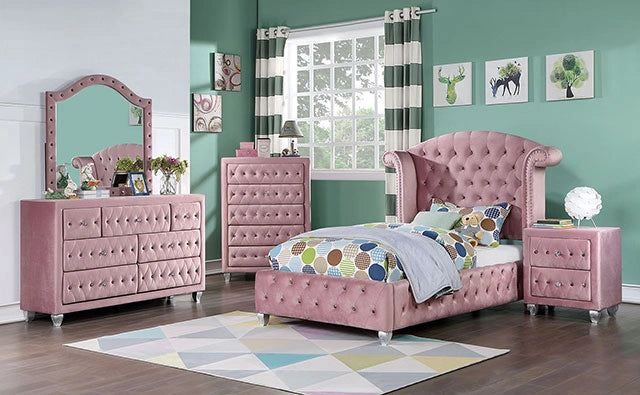Zohar Queen & Twin Bed Black, Grey, & Pink