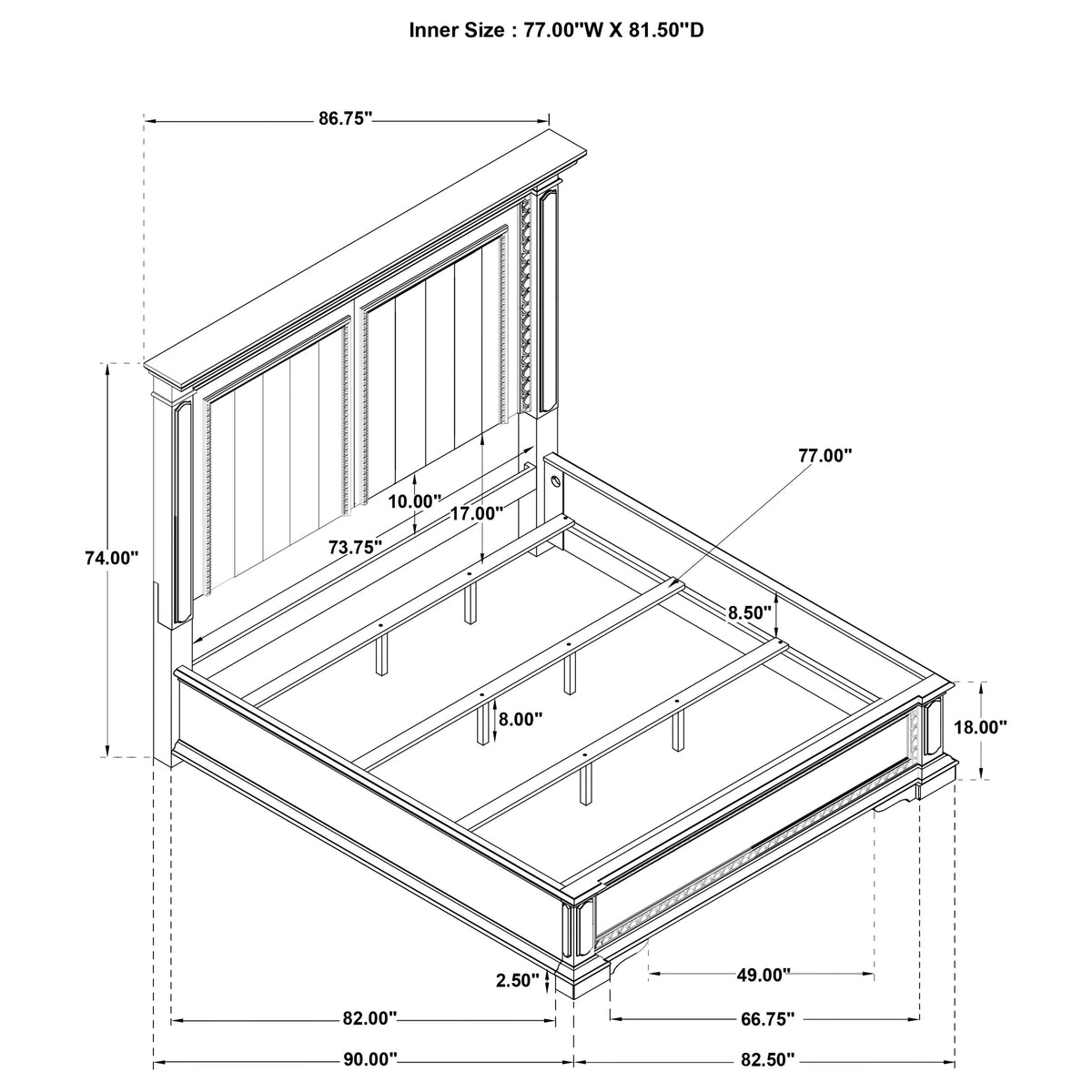 McKinney Panel Bed with LED Lighting