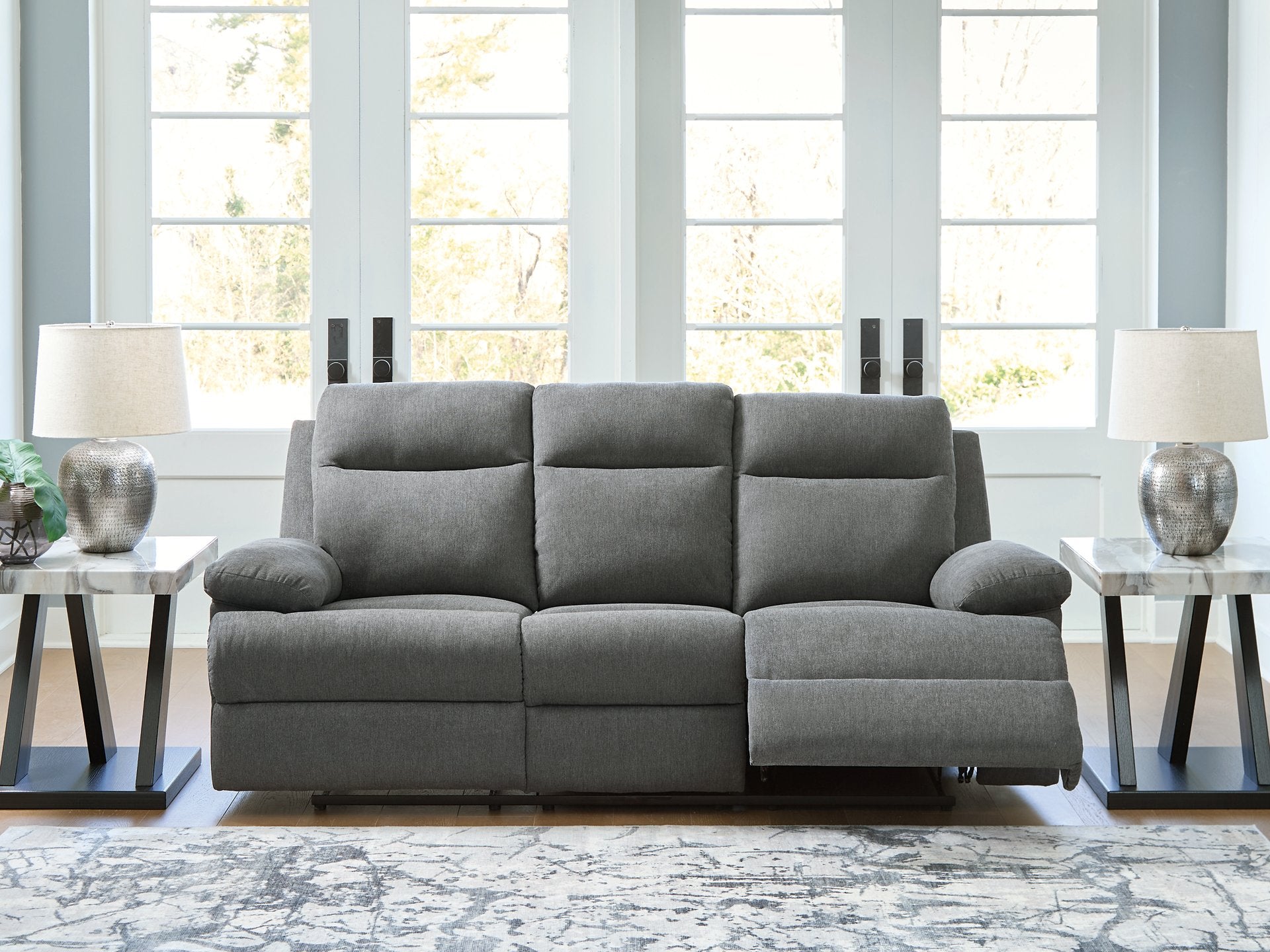 Side-Swipe Reclining Sofa with Drop Down Table - Joseph's Furniture (East Orange, NJ)