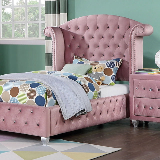Zohar Queen & Twin Bed Black, Grey, & Pink