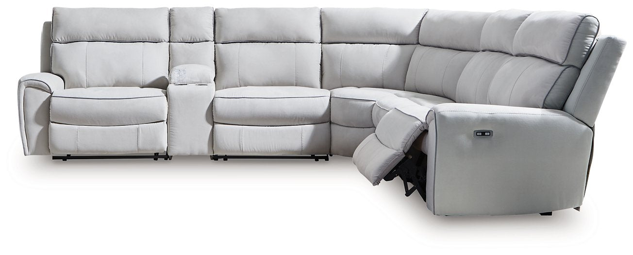 Social Pointe Reclining Sectional with Storage Console - Joseph's Furniture (East Orange, NJ)