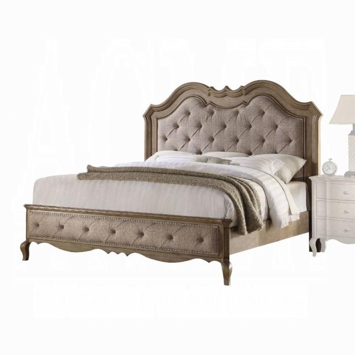 Chelmsford Beige Fabric & Antique Taupe Queen Bed - Joseph's Furniture (East Orange, NJ)