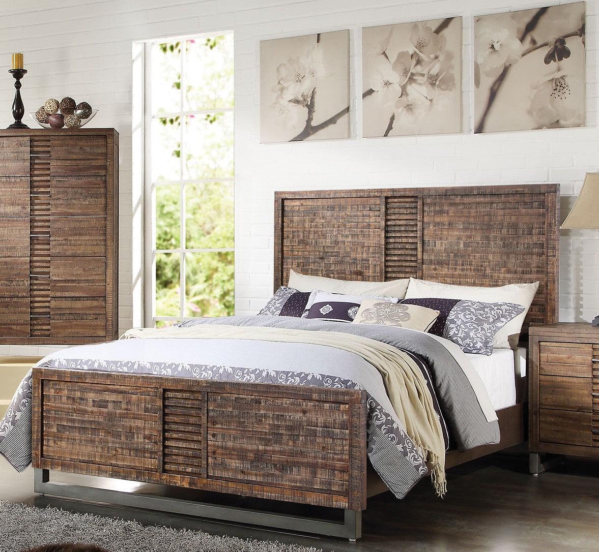 Acme Andria Queen Platform Bed in Reclaimed Oak 21290Q - Joseph's Furniture (East Orange, NJ)