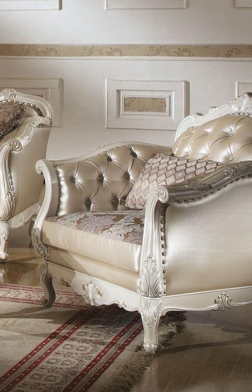 Acme Chantelle Living Room Chair w/Pillow in Pearl White 53542 - Joseph's Furniture (East Orange, NJ)