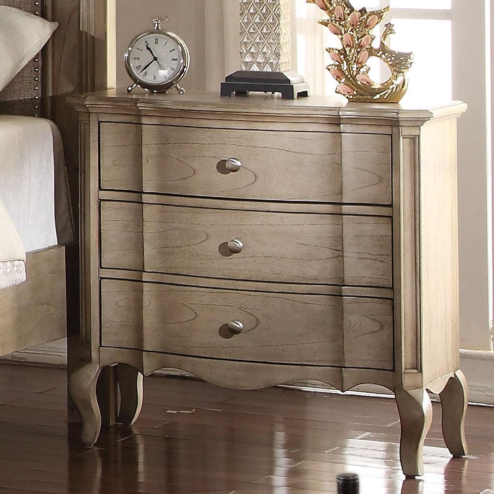 Acme Chelmsford 3-Drawer Nightstand in Antique Taupe 26053 - Joseph's Furniture (East Orange, NJ)