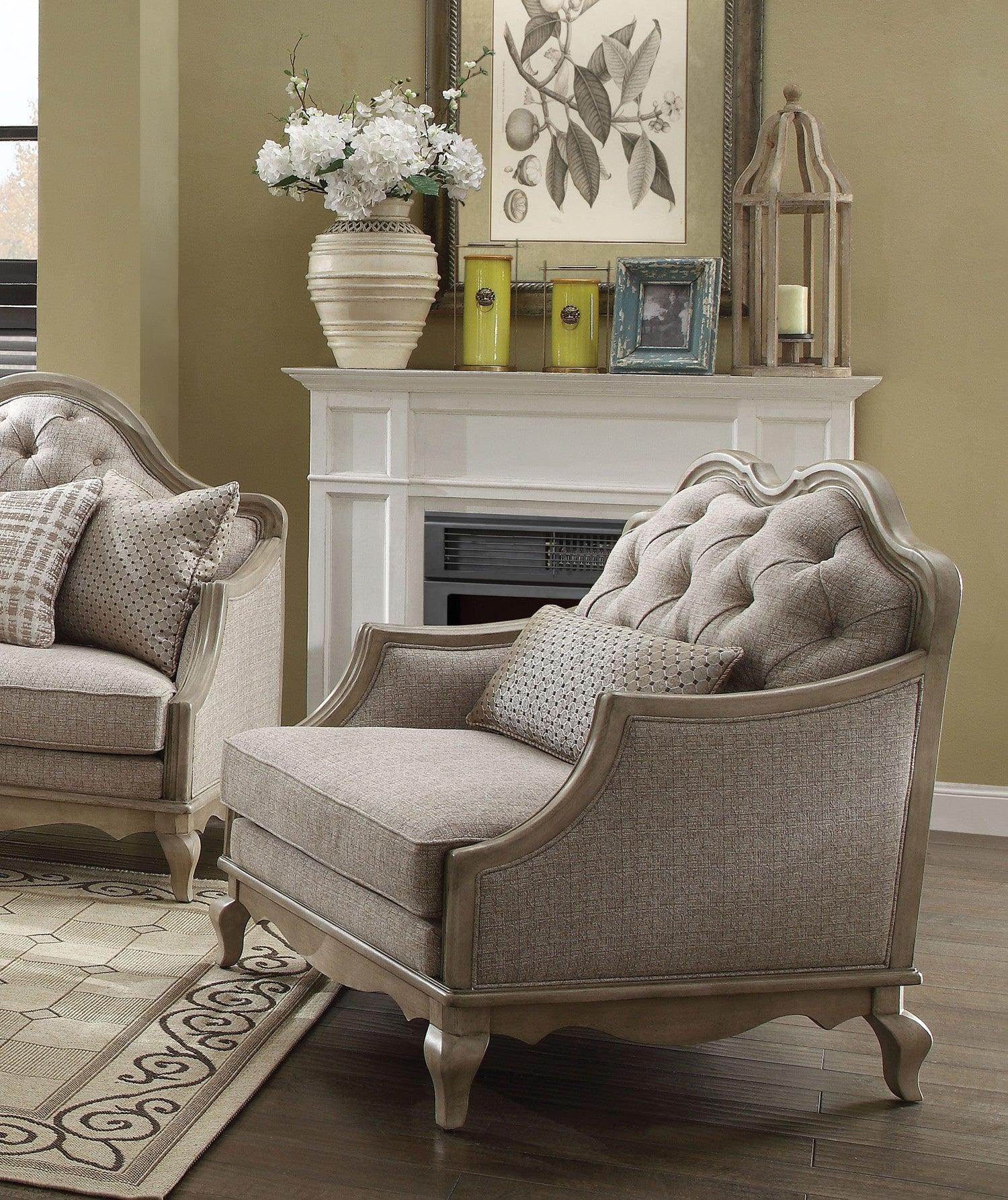 Acme Chelmsford Chair in Beige 56052 - Joseph's Furniture (East Orange, NJ)