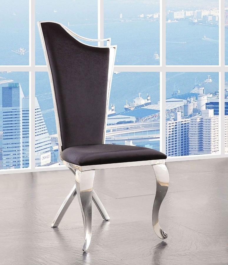 ACME Cyrene Faux Fabric Side Chair (Set of 2) in Stainless Steel 62079 - Joseph's Furniture (East Orange, NJ)