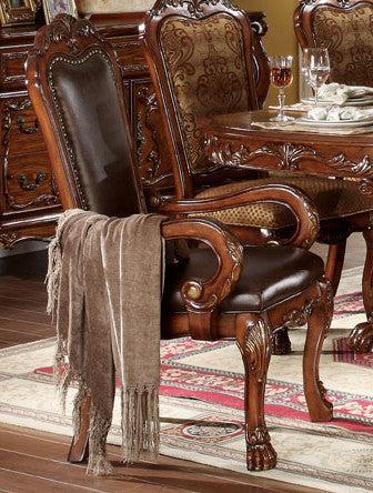 Acme Dresden Pedestal Dining Arm Chairs in Brown Cherry Oak 12154 (Set of 2) - Joseph's Furniture (East Orange, NJ)