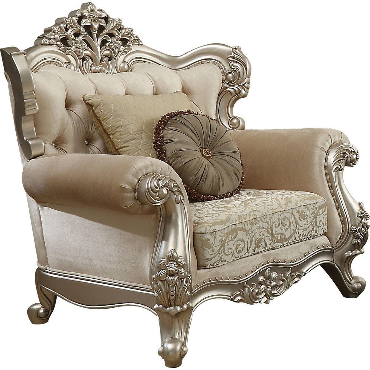 Acme Furniture Bently Chair with 2 Pillows in Champagne 50662 - Joseph's Furniture (East Orange, NJ)