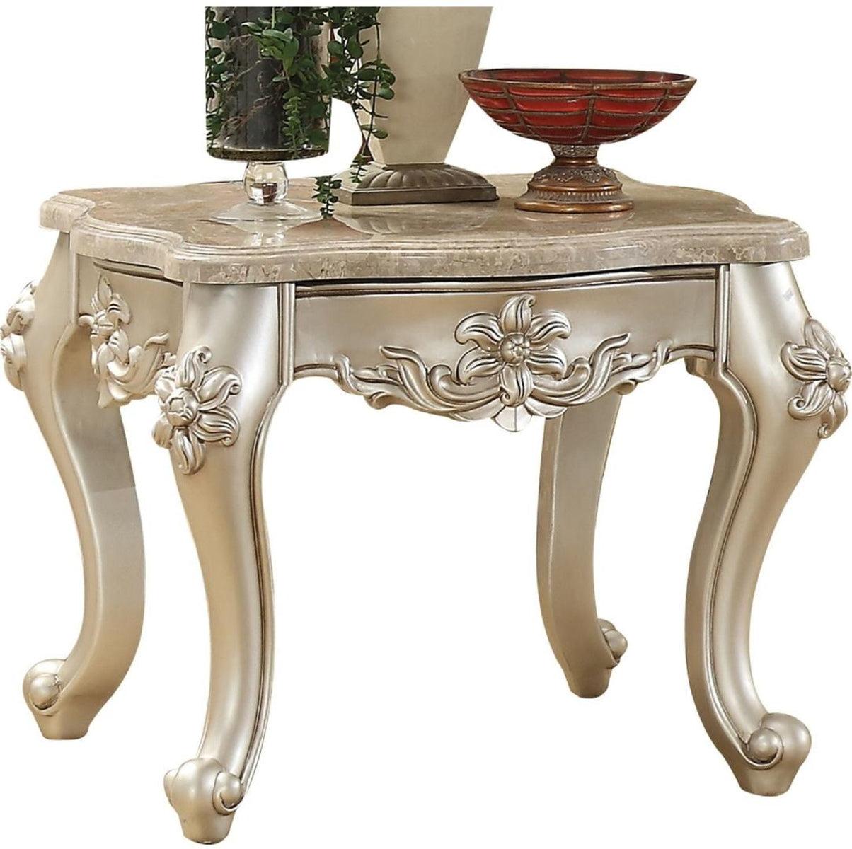 Acme Furniture Bently End Table in Marble/Champagne 81667 - Joseph's Furniture (East Orange, NJ)
