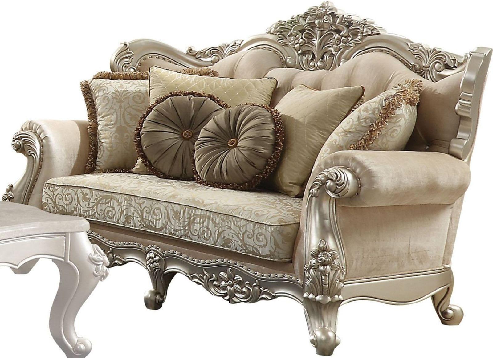 Acme Furniture Bently Loveseat with 5 Pillows in Champagne 50661 - Joseph's Furniture (East Orange, NJ)