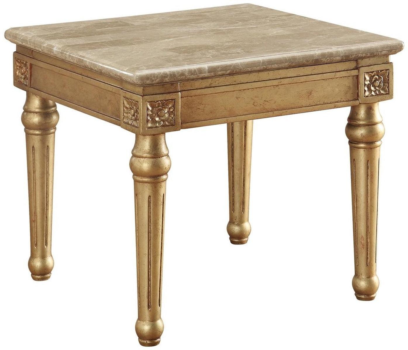 Acme Furniture Daesha End Table in Marble/Antique Gold 81717 - Joseph's Furniture (East Orange, NJ)