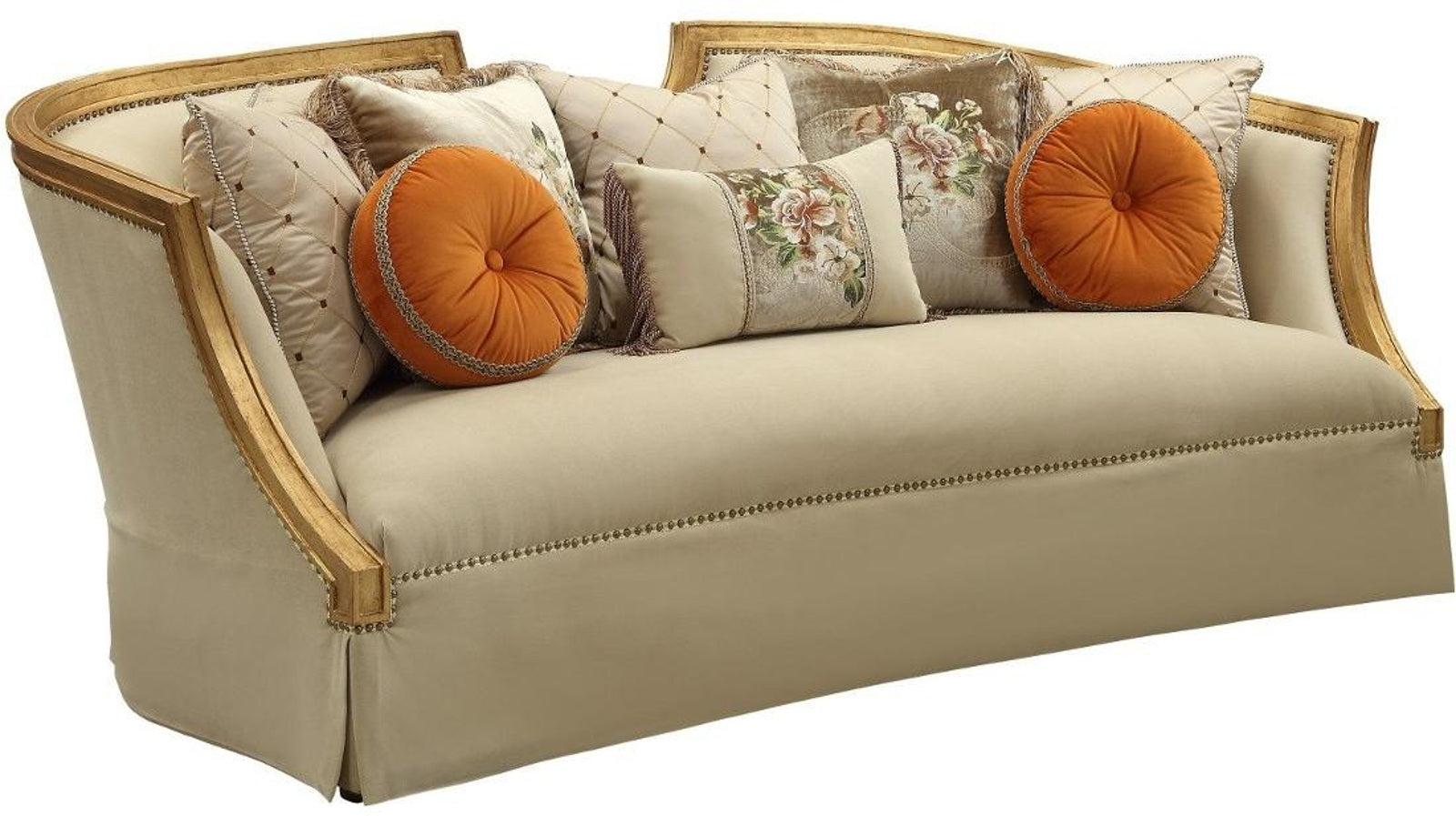 Acme Furniture Daesha Sofa in Tan Flannel & Antique Gold 50835 - Joseph's Furniture (East Orange, NJ)