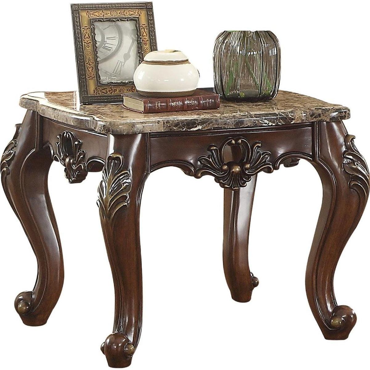 Acme Furniture Devayne End Table in Marble/Dark Walnut 81687 - Joseph's Furniture (East Orange, NJ)