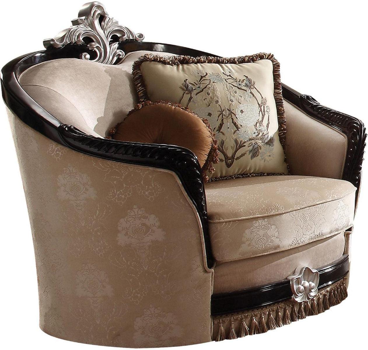 Acme Furniture Ernestine Chair with 2 Pillows in Tan and Black 52112 - Joseph's Furniture (East Orange, NJ)