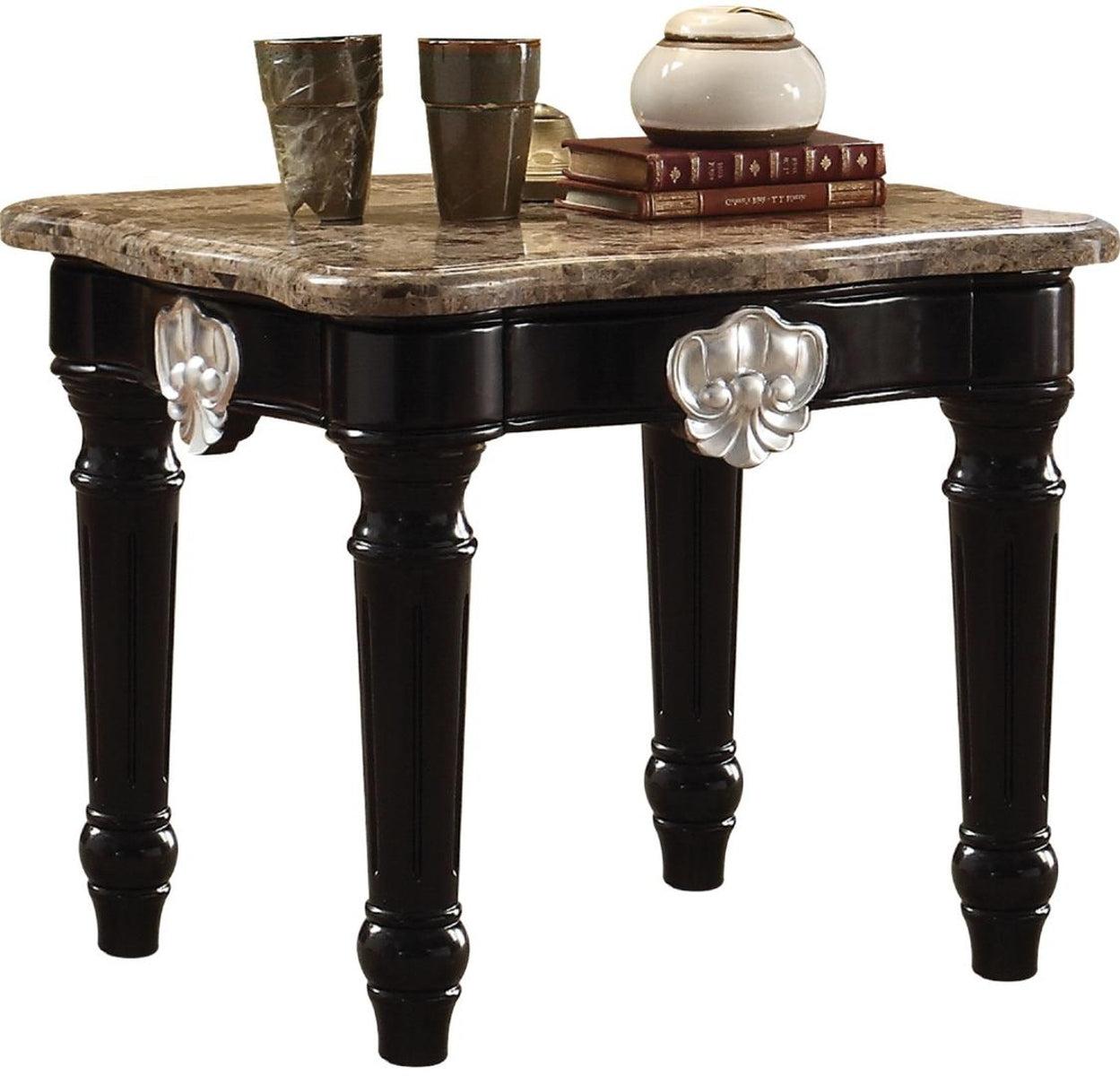Acme Furniture Ernestine End Table in Marble/Black 82152 - Joseph's Furniture (East Orange, NJ)