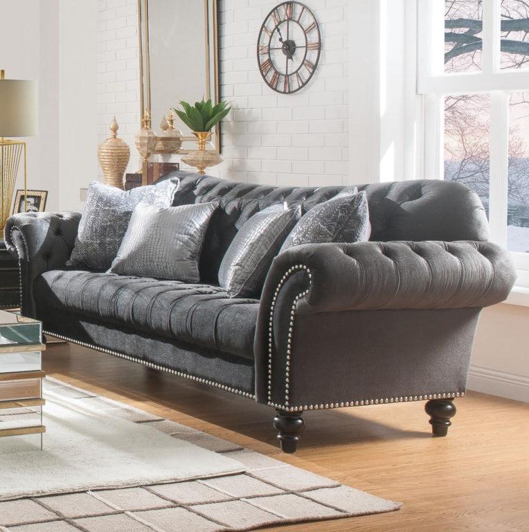Acme Furniture Gaura Sofa in Dark Gray Velvet 53090 - Joseph's Furniture (East Orange, NJ)