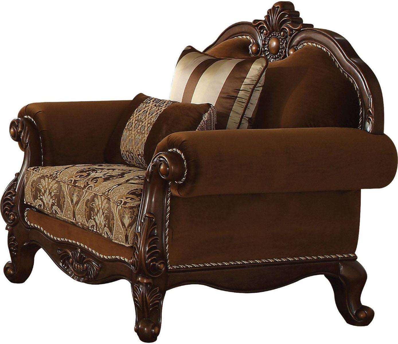 Acme Furniture Jardena Chair with 2 Pillows in Cherry Oak 50657 - Joseph's Furniture (East Orange, NJ)