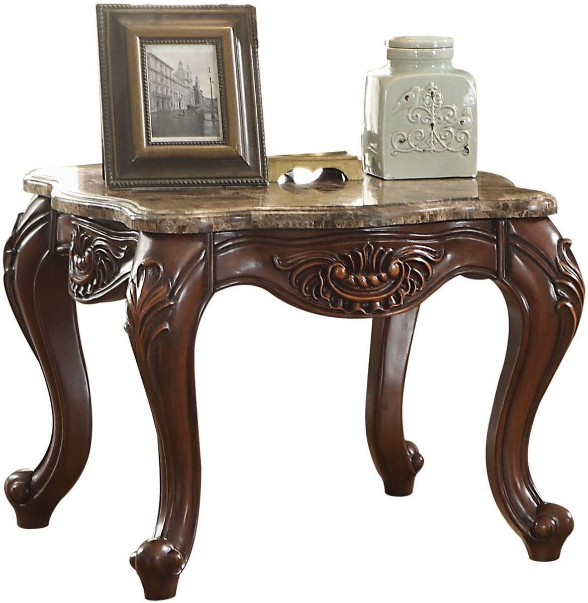 Acme Furniture Jardena End Table in Marble/Cherry Oak 81657 - Joseph's Furniture (East Orange, NJ)