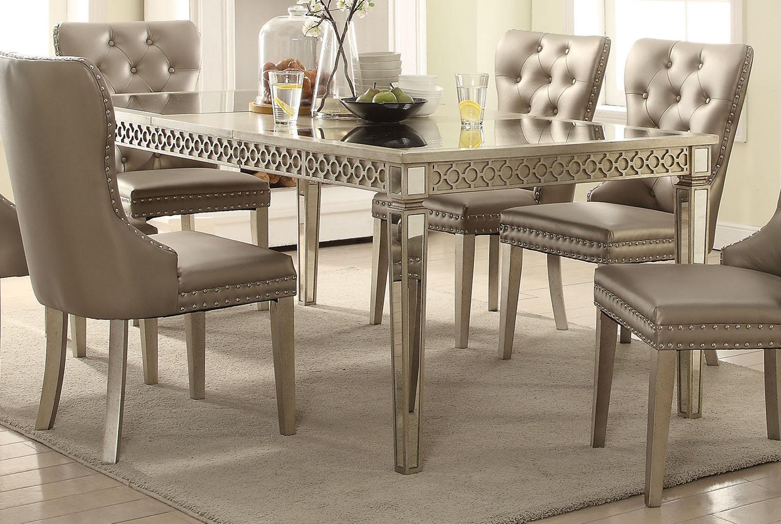Acme Furniture Kacela Dining Table in Mirror and Champagne 72155 - Joseph's Furniture (East Orange, NJ)