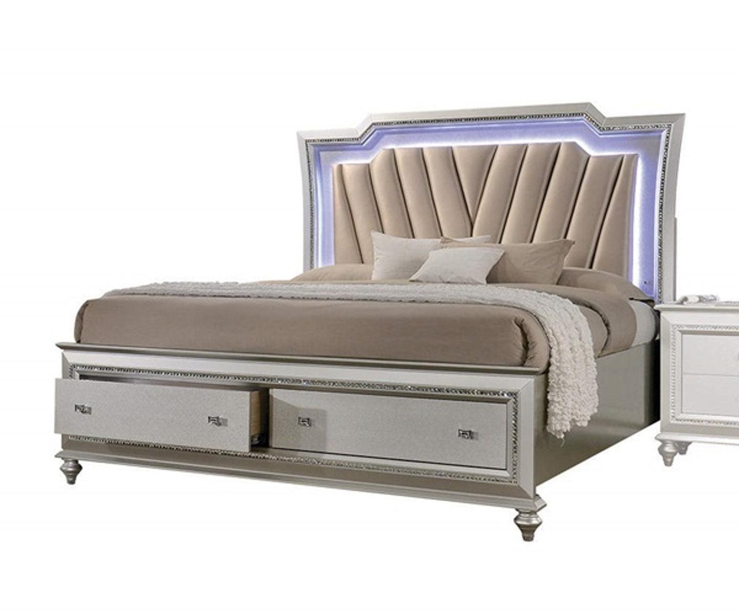 Acme Furniture Kaitlyn Queen Storage Bed in Champagne - Joseph's Furniture (East Orange, NJ)
