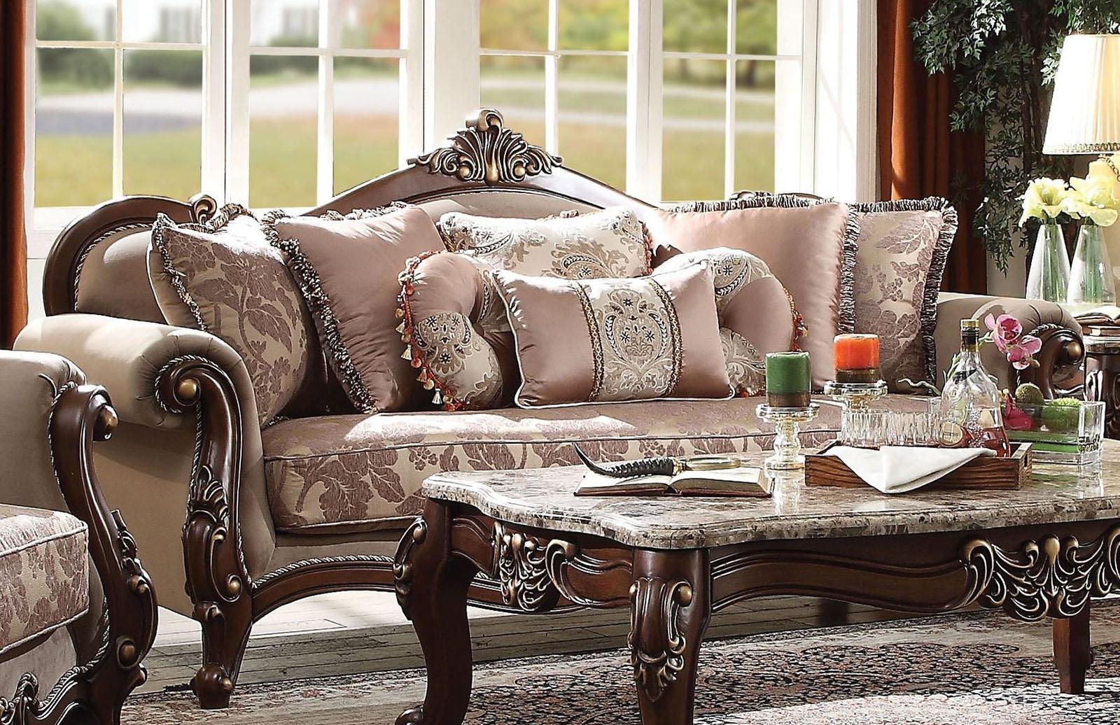 Acme Furniture Mehadi Sofa with 8 Pillows in Walnut 50690 - Joseph's Furniture (East Orange, NJ)