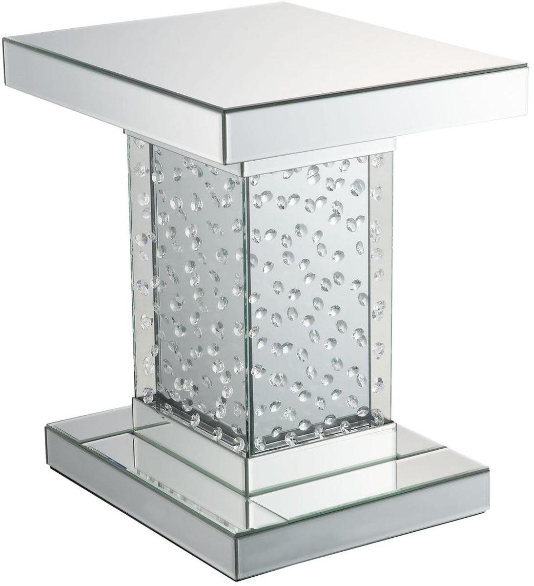 Acme Furniture Nysa End Table in Mirrored & Faux Crystals 80284 - Joseph's Furniture (East Orange, NJ)