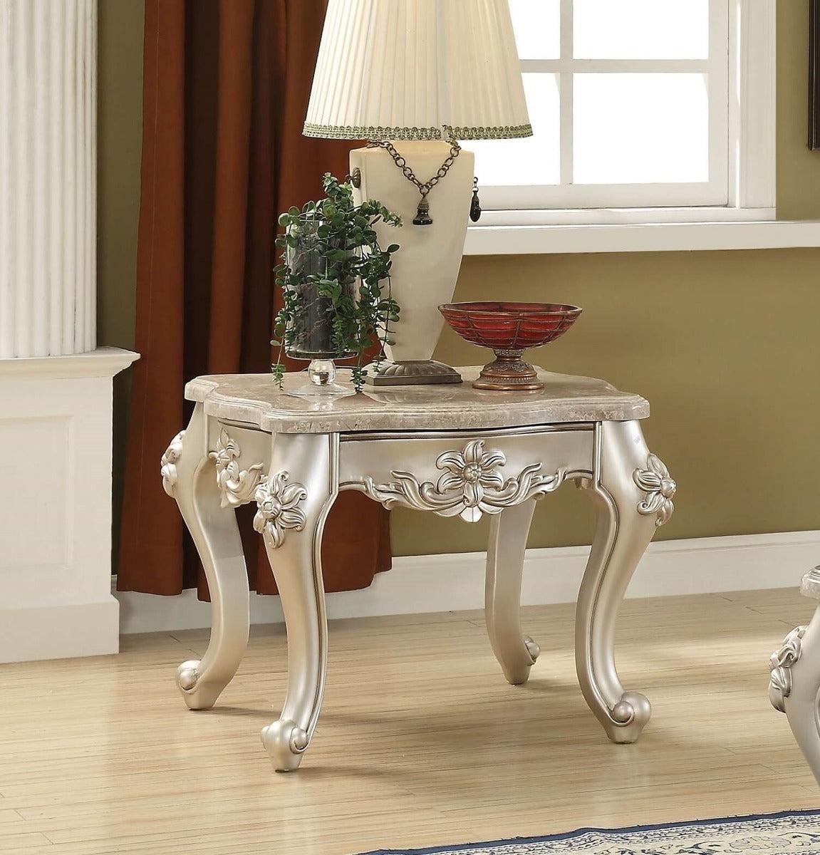 Acme Furniture Ranita End Table with Marble Top in Champagne 81042 - Joseph's Furniture (East Orange, NJ)