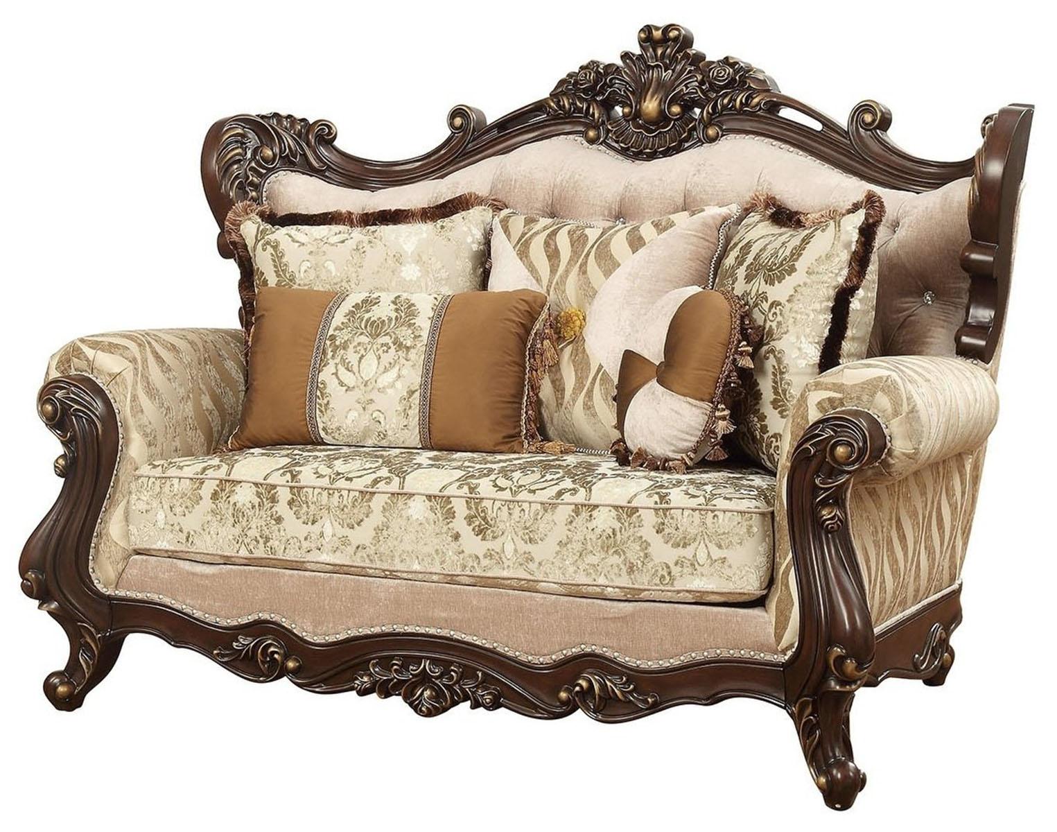 Acme Furniture Shalisa Loveseat with 5 Pillows in Walnut 51051 - Joseph's Furniture (East Orange, NJ)