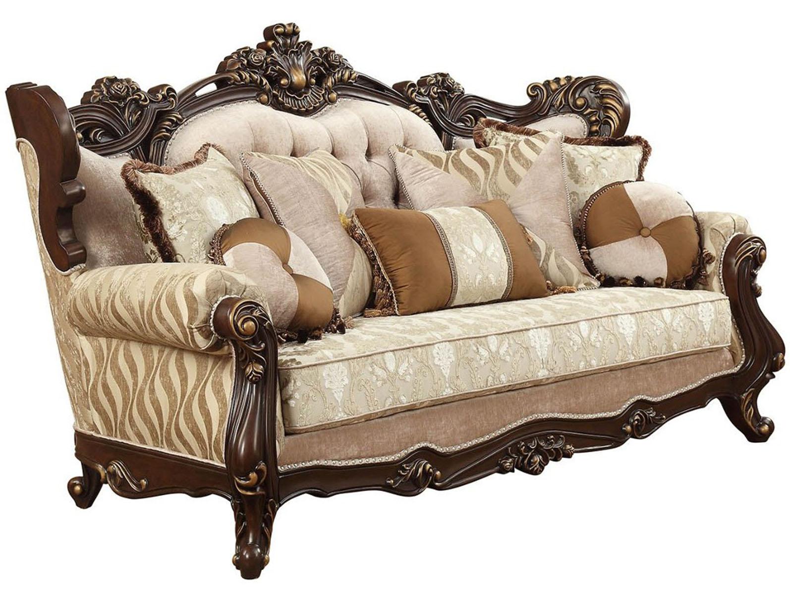 Acme Furniture Shalisa Sofa with 7 Pillows in Walnut 51050 - Joseph's Furniture (East Orange, NJ)