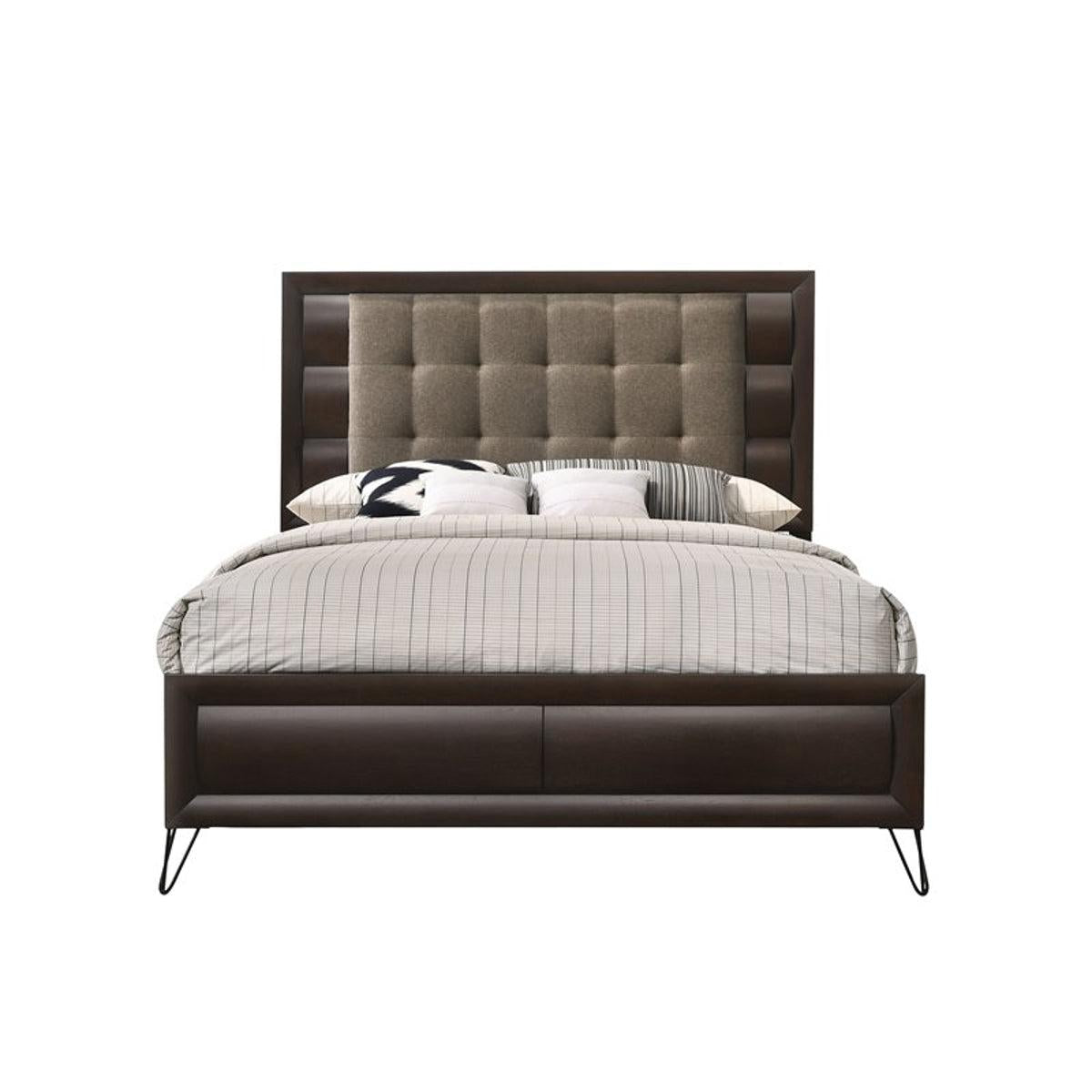 Acme Furniture Tablita Upholstered King Bed in Dark Merlot 27457EK - Joseph's Furniture (East Orange, NJ)