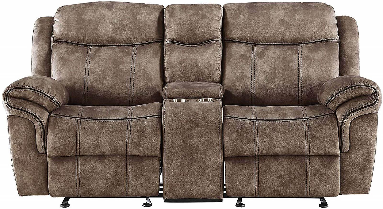 Acme Furniture Zubaida Motion Loveseat with Console in 2-Tone Chocolate Velvet 55021 - Joseph's Furniture (East Orange, NJ)