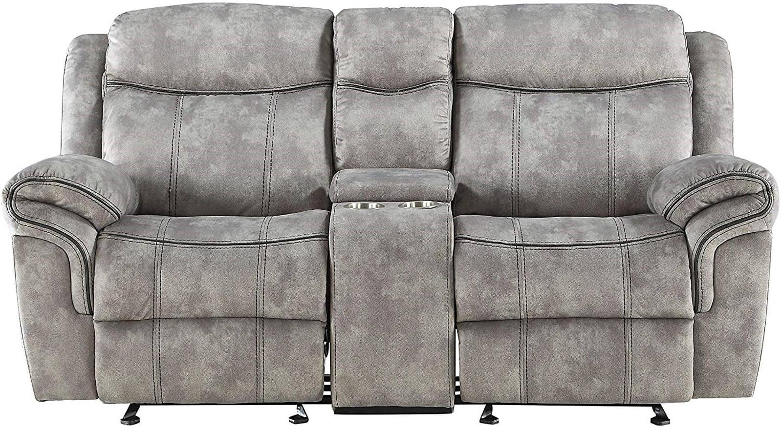 Acme Furniture Zubaida Motion Loveseat with Console in 2-Tone Gray Velvet 55026 - Joseph's Furniture (East Orange, NJ)