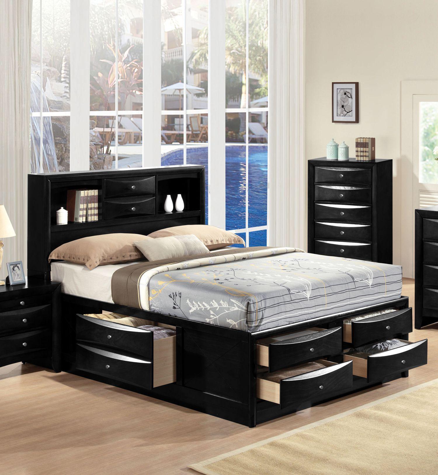 Acme Ireland King Storage Bed in Black 21606EK - Joseph's Furniture (East Orange, NJ)