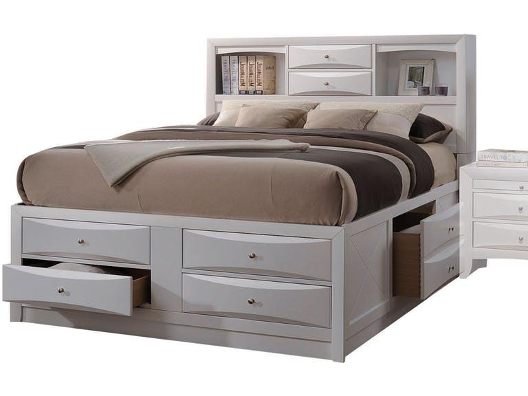 Acme Ireland King Storage Bed in White 21696EK - Joseph's Furniture (East Orange, NJ)