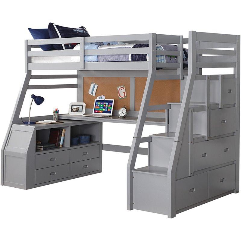Acme Jason II Twin Loft Bed & Ladder in Gray 37445 - Joseph's Furniture (East Orange, NJ)