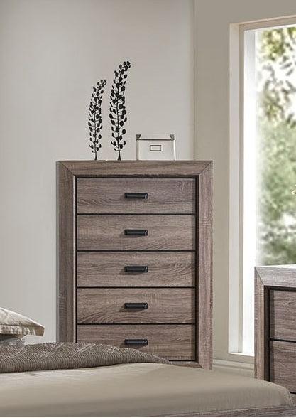 Acme Lyndon 5-Drawer Chest in Weathered Gray Grain 26026 - Joseph's Furniture (East Orange, NJ)