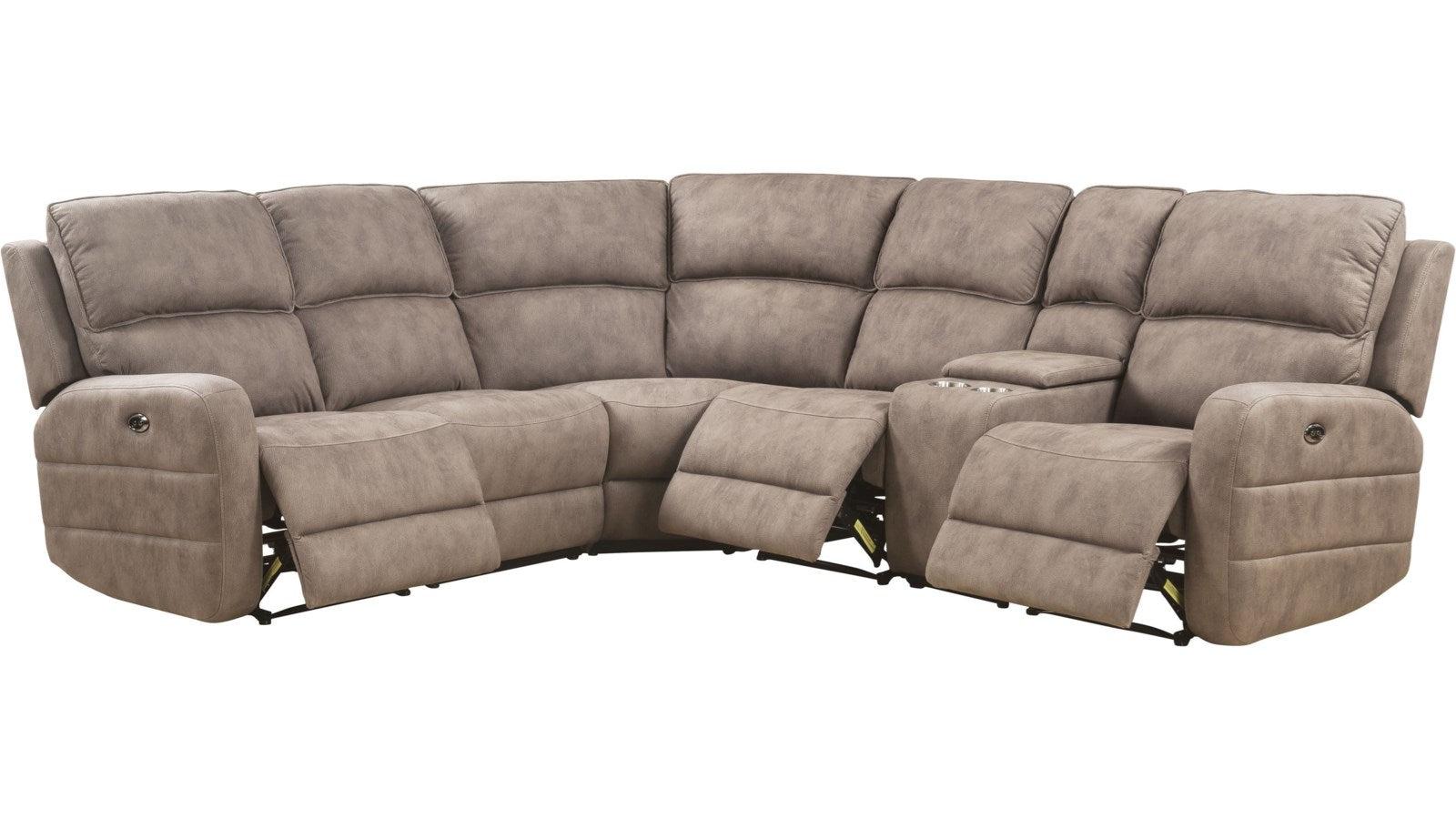 Acme Olwen Power Motion Sectional Sofa in Mocha Nubuck 54590 - Joseph's Furniture (East Orange, NJ)